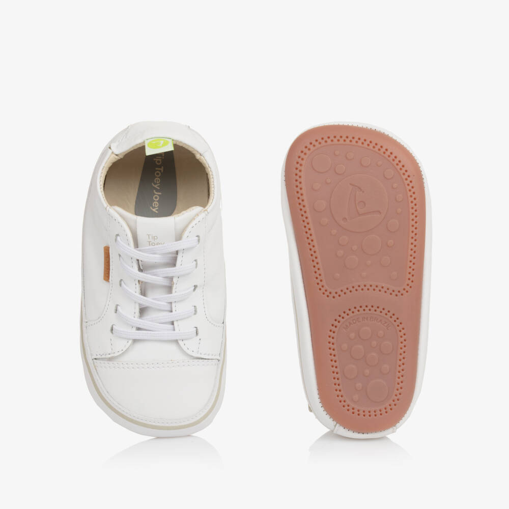Tip Toey Joey-White Leather Early Walker Shoes | Childrensalon Outlet