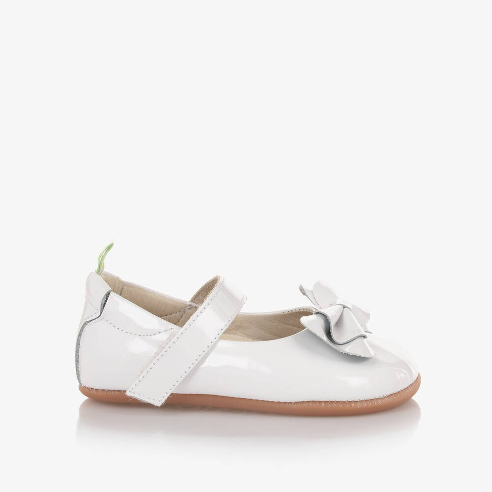 Tip Toey Joey-حذاء جلد لامع لون أبيض للمولودات | Childrensalon Outlet