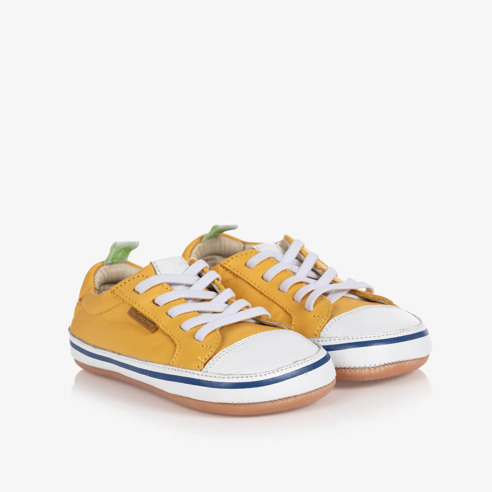 Tip Toey Joey-Желтые кожаные кроссовки для малышей | Childrensalon Outlet