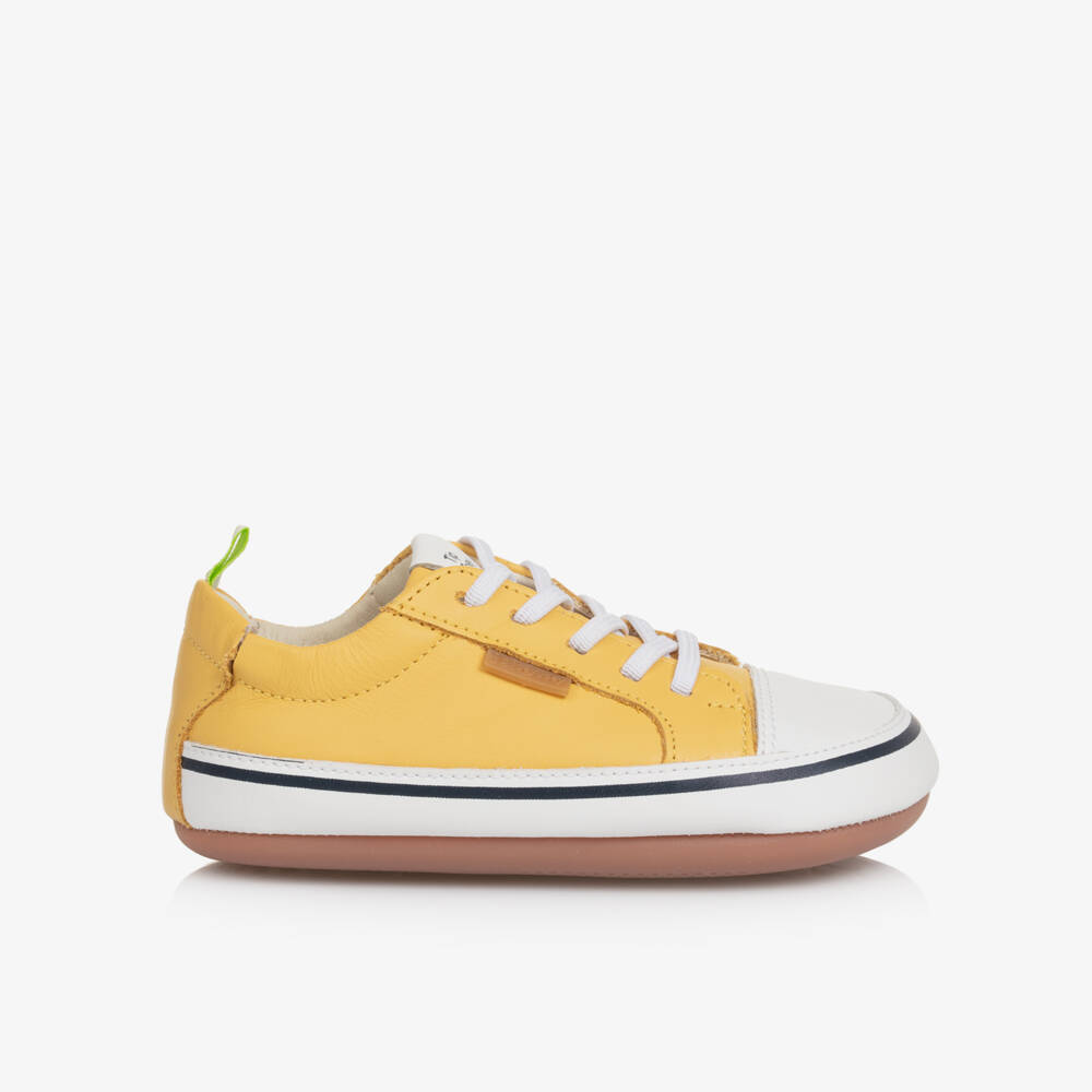 Tip Toey Joey-حذاء مشي للأطفال الرضع من الجلد الأصفر | Childrensalon Outlet