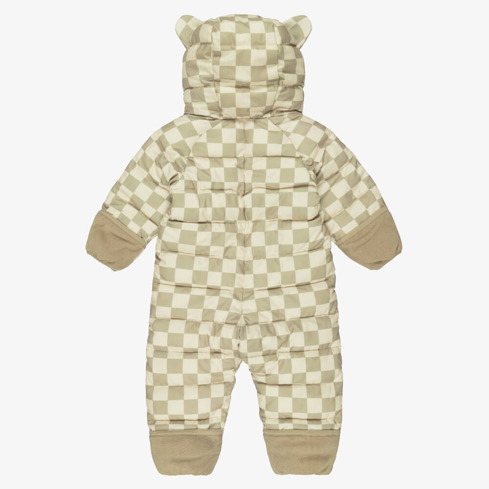 Töastie-Beige Checkerboard Print Pramsuit | Childrensalon Outlet