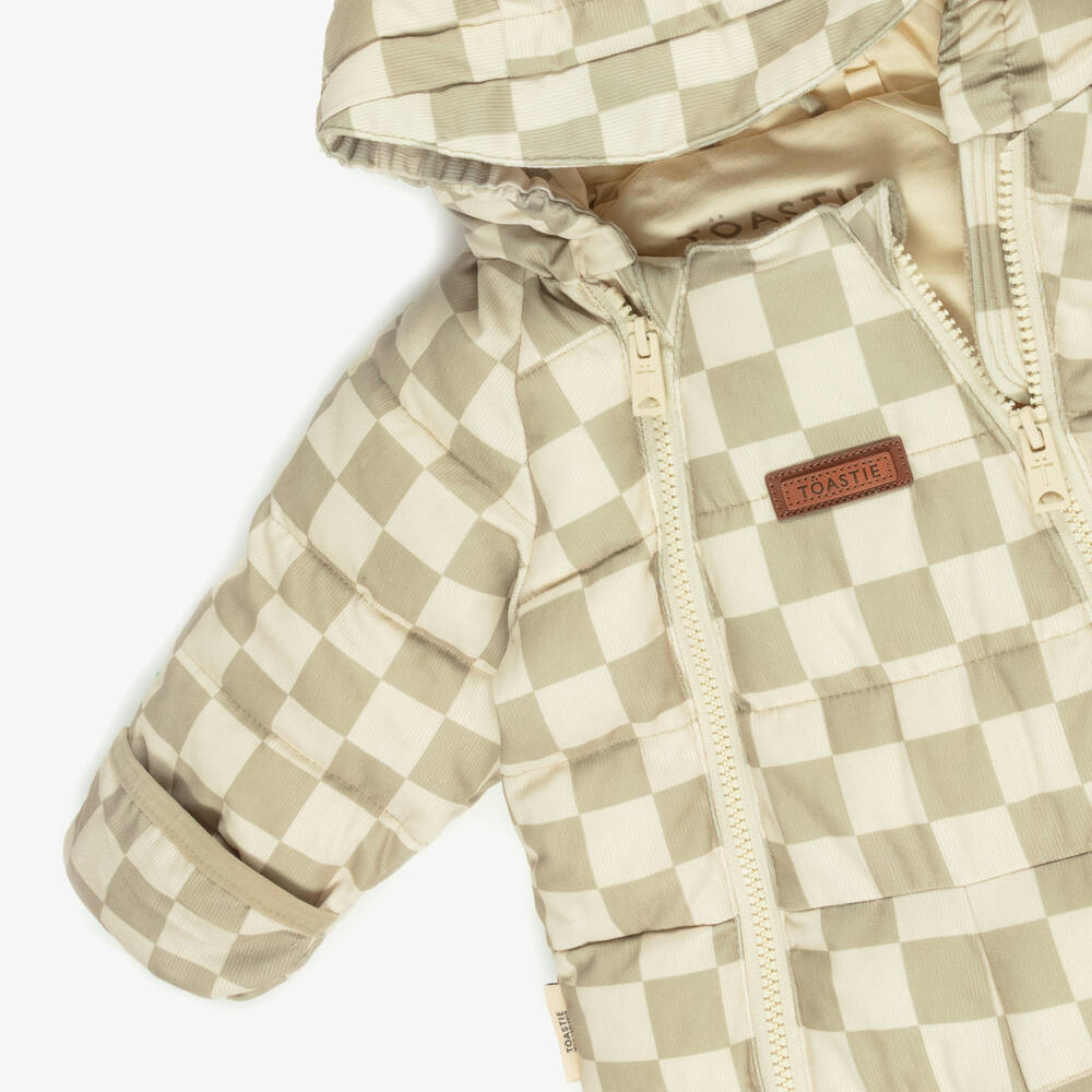 Töastie-Beige Checkerboard Print Pramsuit | Childrensalon Outlet