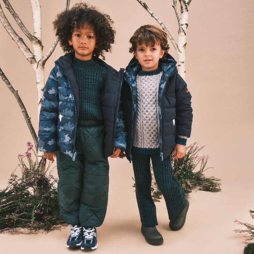 Töastie-Синий двусторонний пуховик с камуфляжным принтом | Childrensalon Outlet