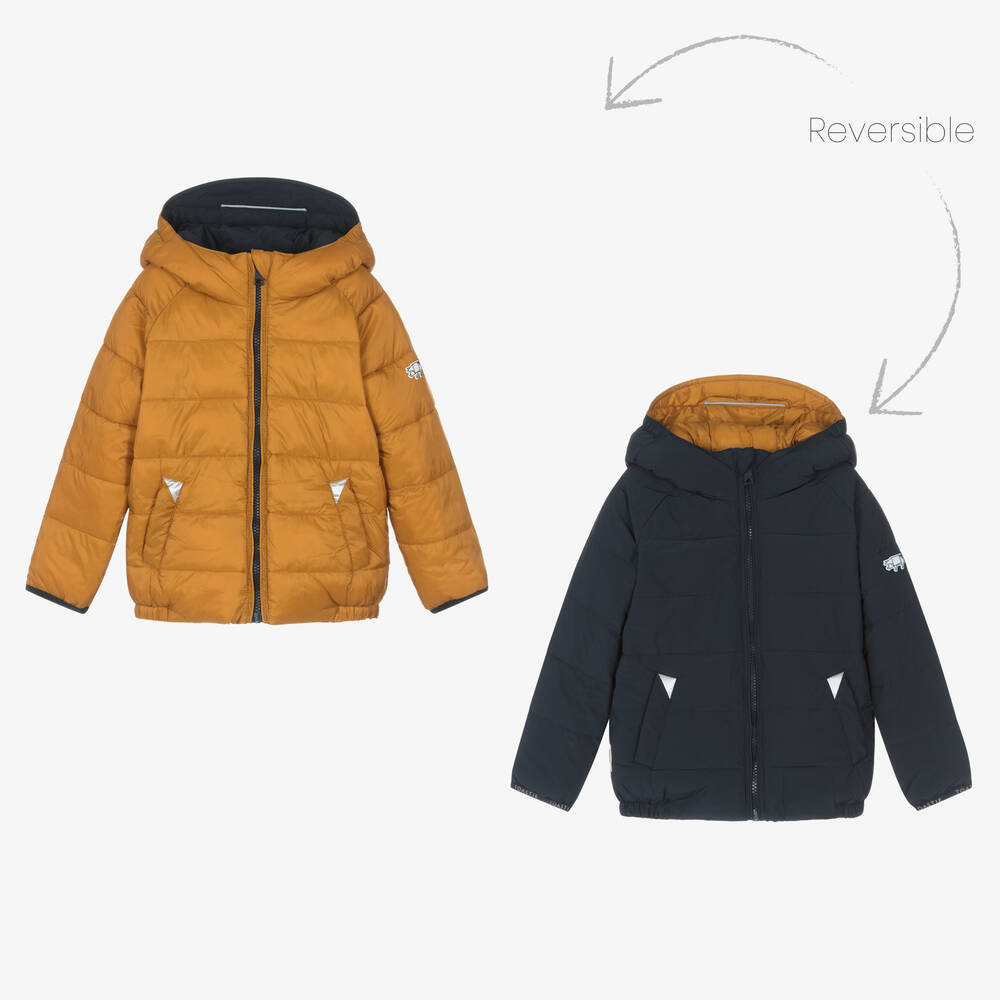 Töastie - Blue & Yellow Reversible Puffer Jacket | Childrensalon