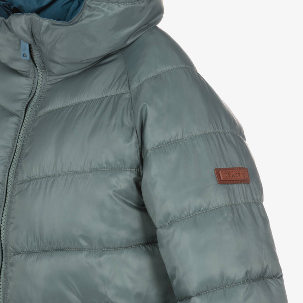 Töastie-جاكيت منفوخ بوجهين لون أزرق وأخضر | Childrensalon Outlet