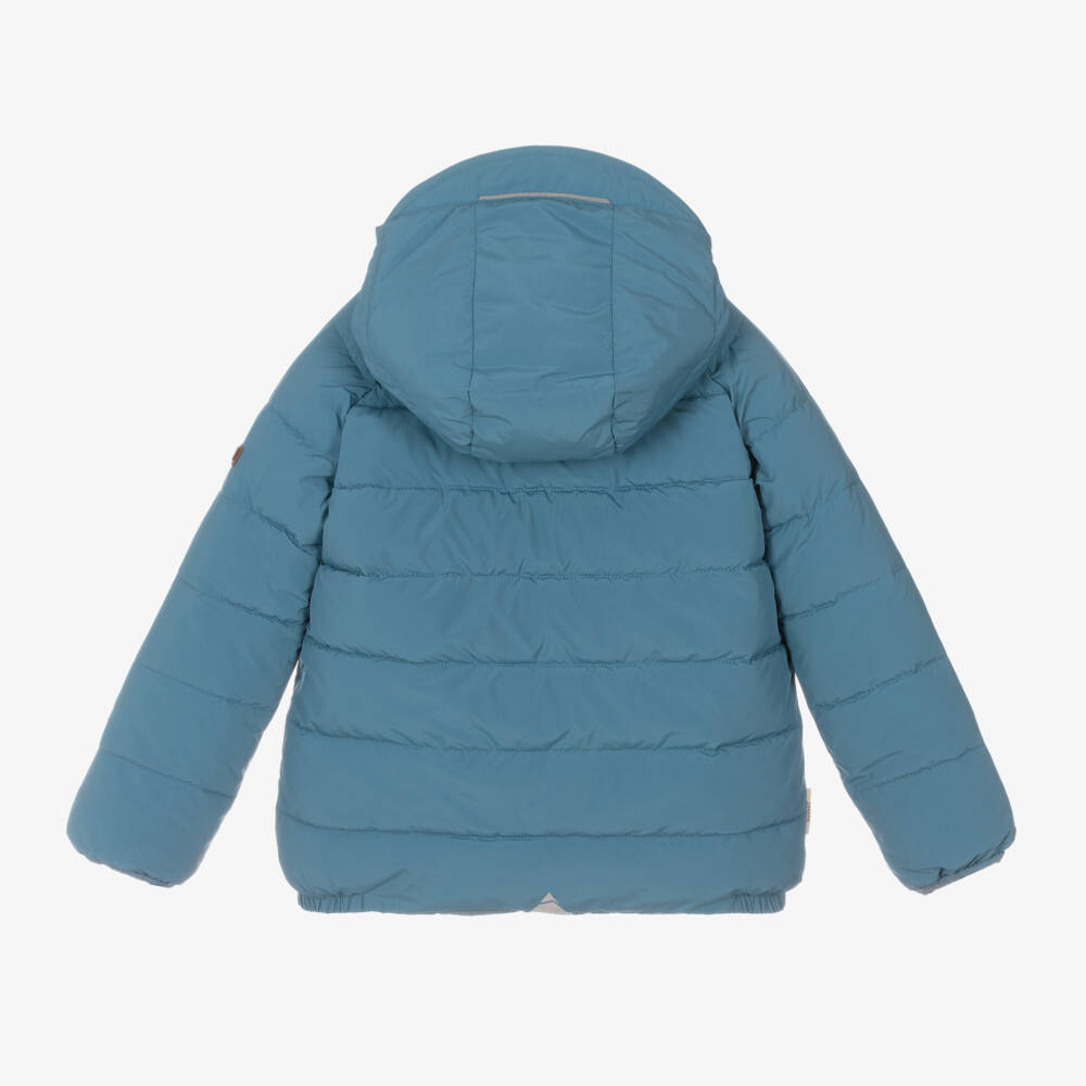 Töastie-جاكيت منفوخ بوجهين لون أزرق وأخضر | Childrensalon Outlet