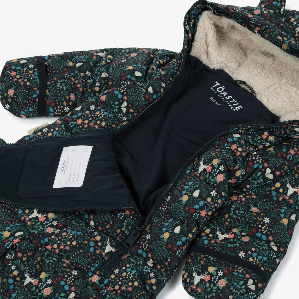 Töastie-Girls Midnight Blue Floral Print Snowsuit | Childrensalon Outlet