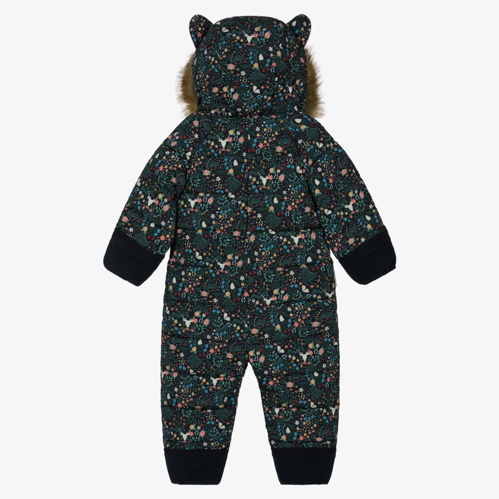 Töastie-Girls Midnight Blue Floral Print Snowsuit | Childrensalon Outlet