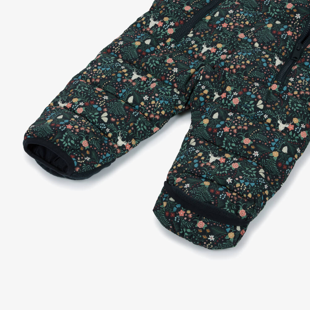 Töastie-Girls Midnight Blue Floral Print Snowsuit | Childrensalon Outlet