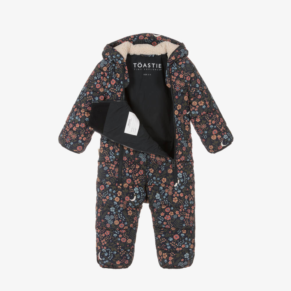 Töastie-Girls Navy Blue Floral Snowsuit | Childrensalon Outlet
