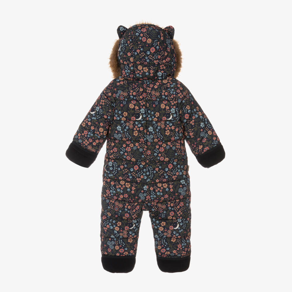 Töastie-Girls Navy Blue Floral Snowsuit | Childrensalon Outlet