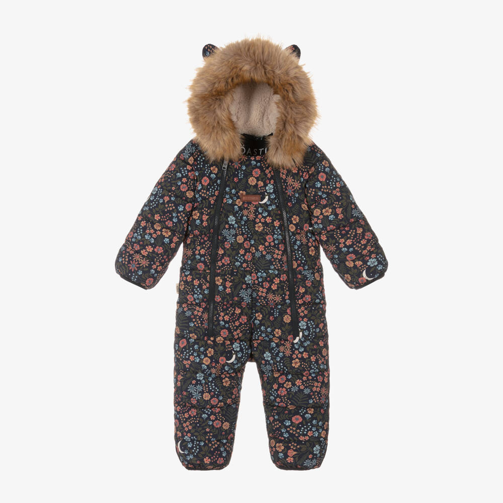 Töastie-Girls Navy Blue Floral Snowsuit | Childrensalon Outlet