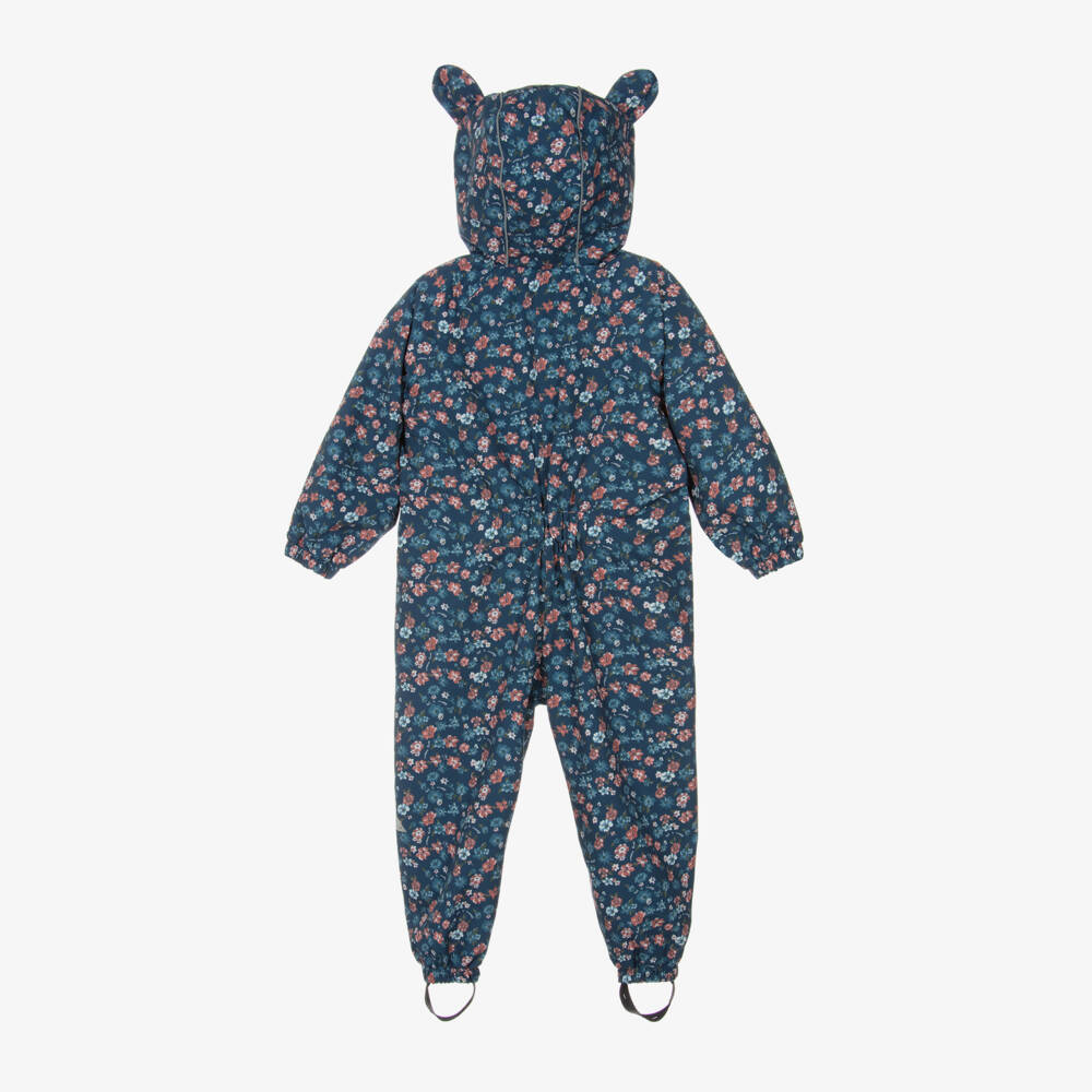 Töastie-Girls Navy Floral Rain Jumpsuit | Childrensalon Outlet