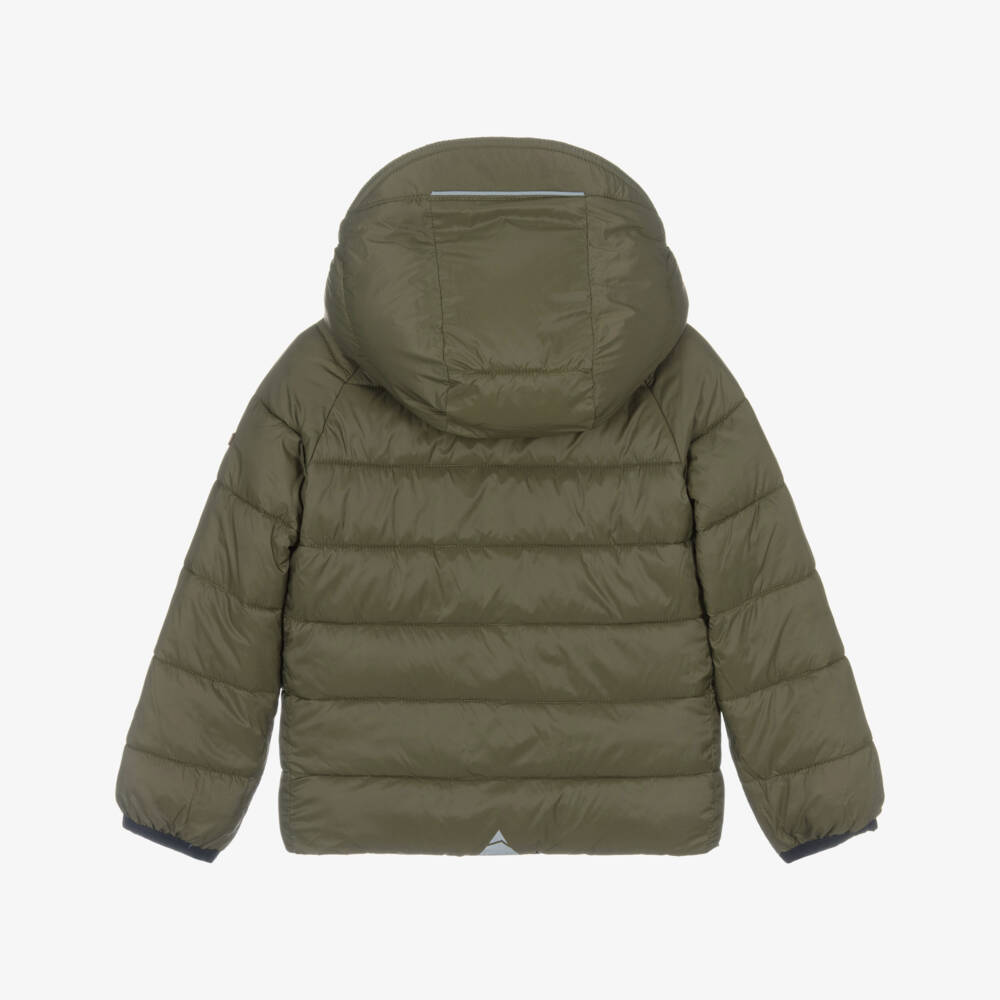 Töastie-Navy Blue & Khaki Green Reversible Puffer Jacket | Childrensalon Outlet
