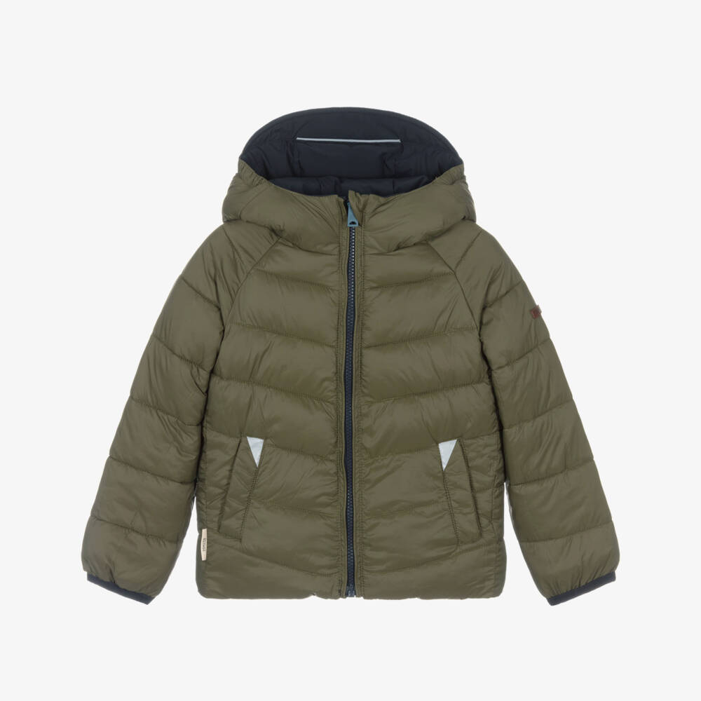 Töastie-Navy Blue & Khaki Green Reversible Puffer Jacket | Childrensalon Outlet