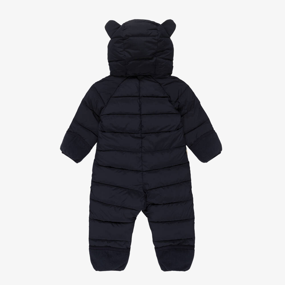 Töastie-Navy Blue Padded Baby Snowsuit with Hood | Childrensalon Outlet