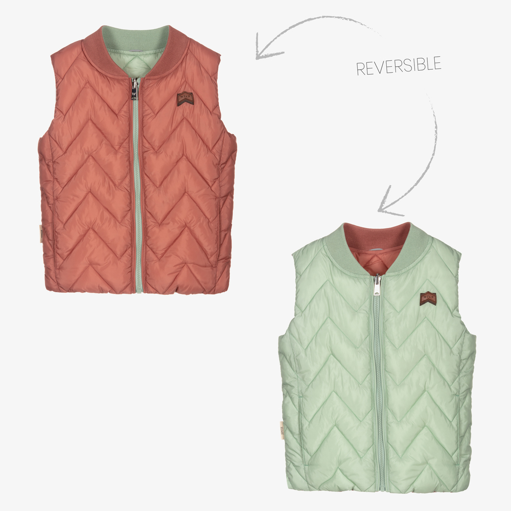 Töastie - Pink & Green Reversible Gilet | Childrensalon