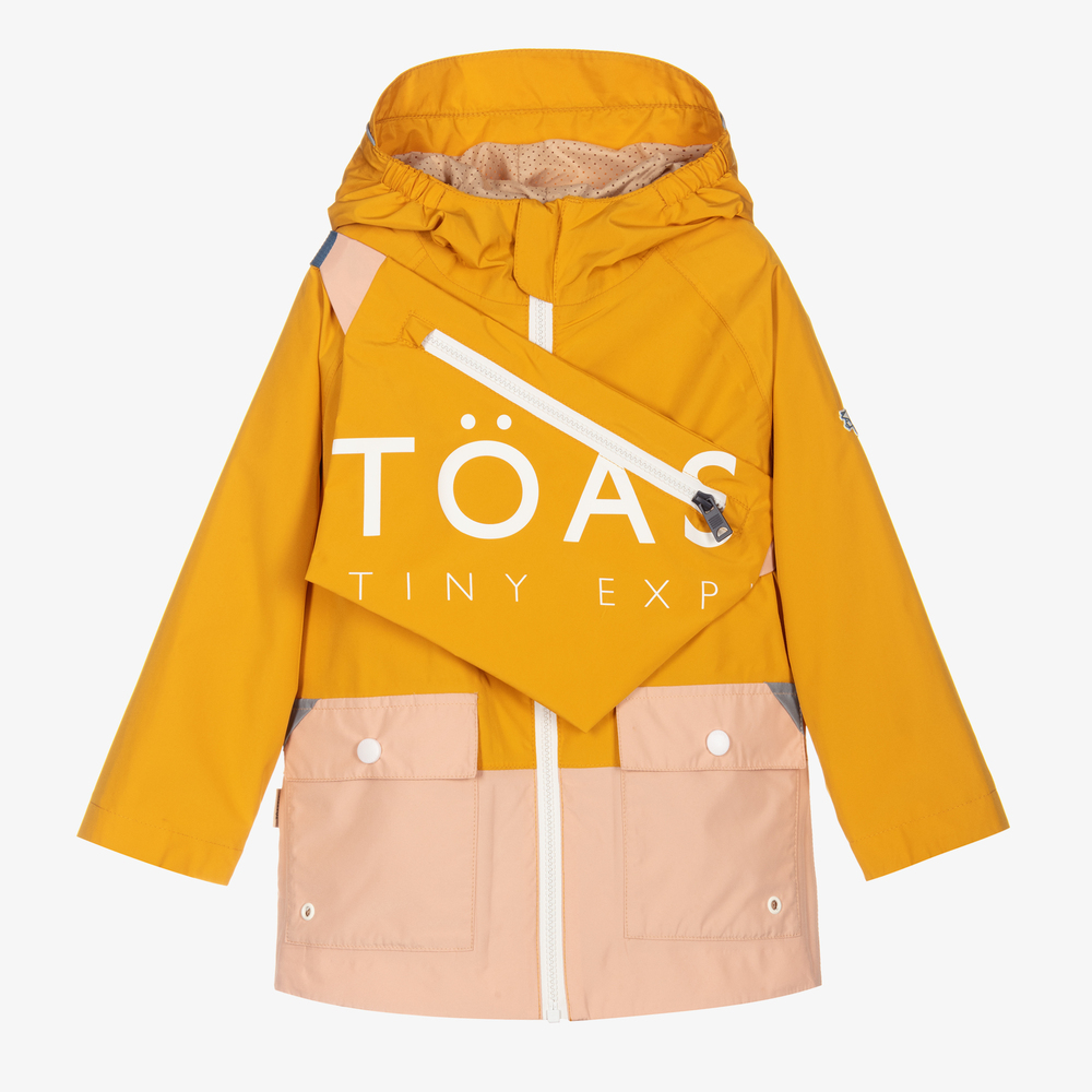 Töastie - معطف واقي من المطر وحقيبة حزام لون أصفر وزهري | Childrensalon