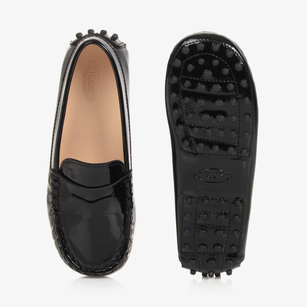 Tod's-حذاء موكاسين جلد لامع لون أسود | Childrensalon Outlet