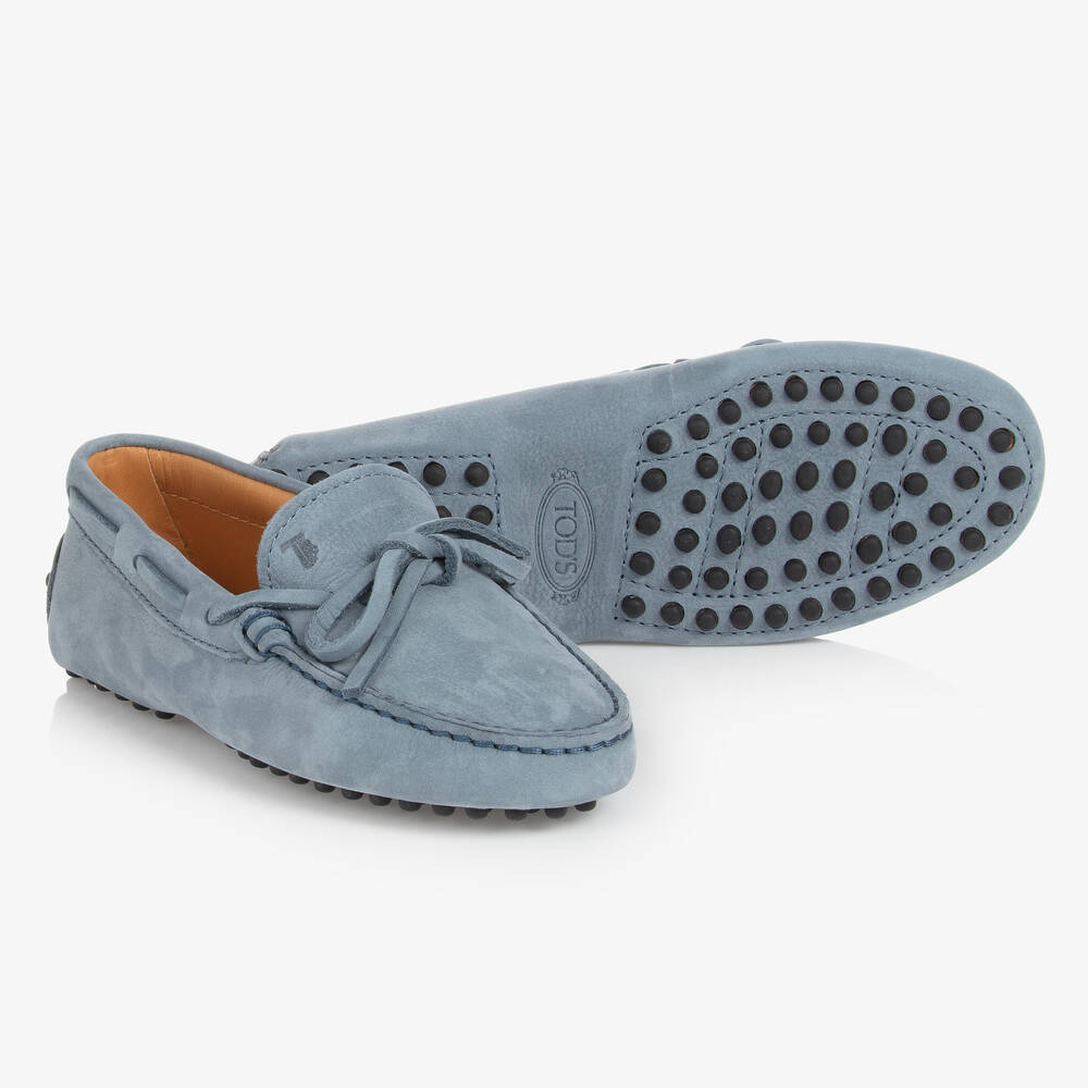 Tod's - Blue Suede Gommino Moccasin Shoes | Childrensalon