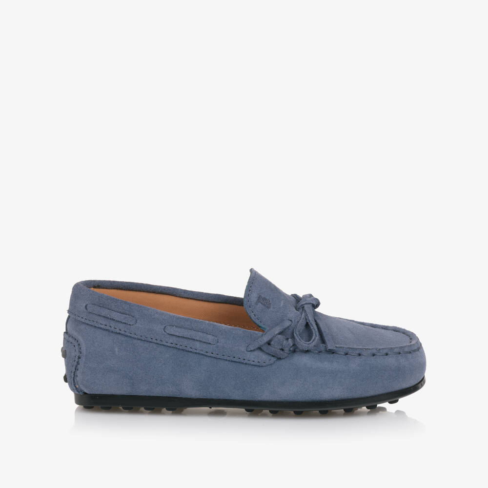 Tod's-Blue Suede Moccasins | Childrensalon Outlet