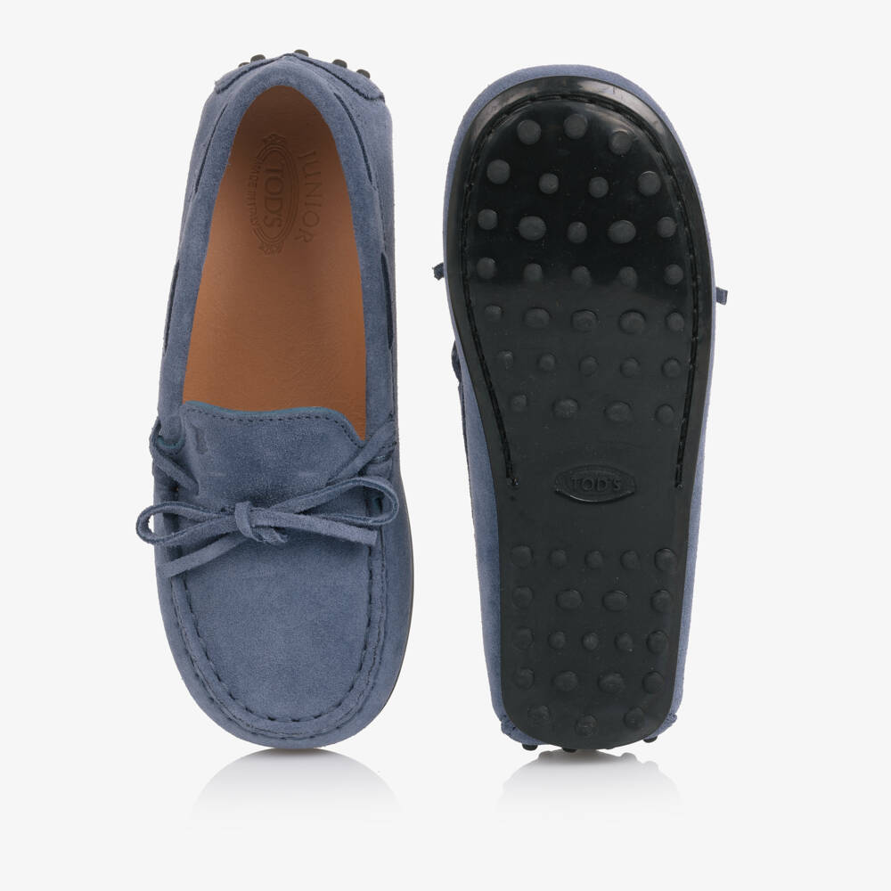 Tod's-Blue Suede Moccasins | Childrensalon Outlet