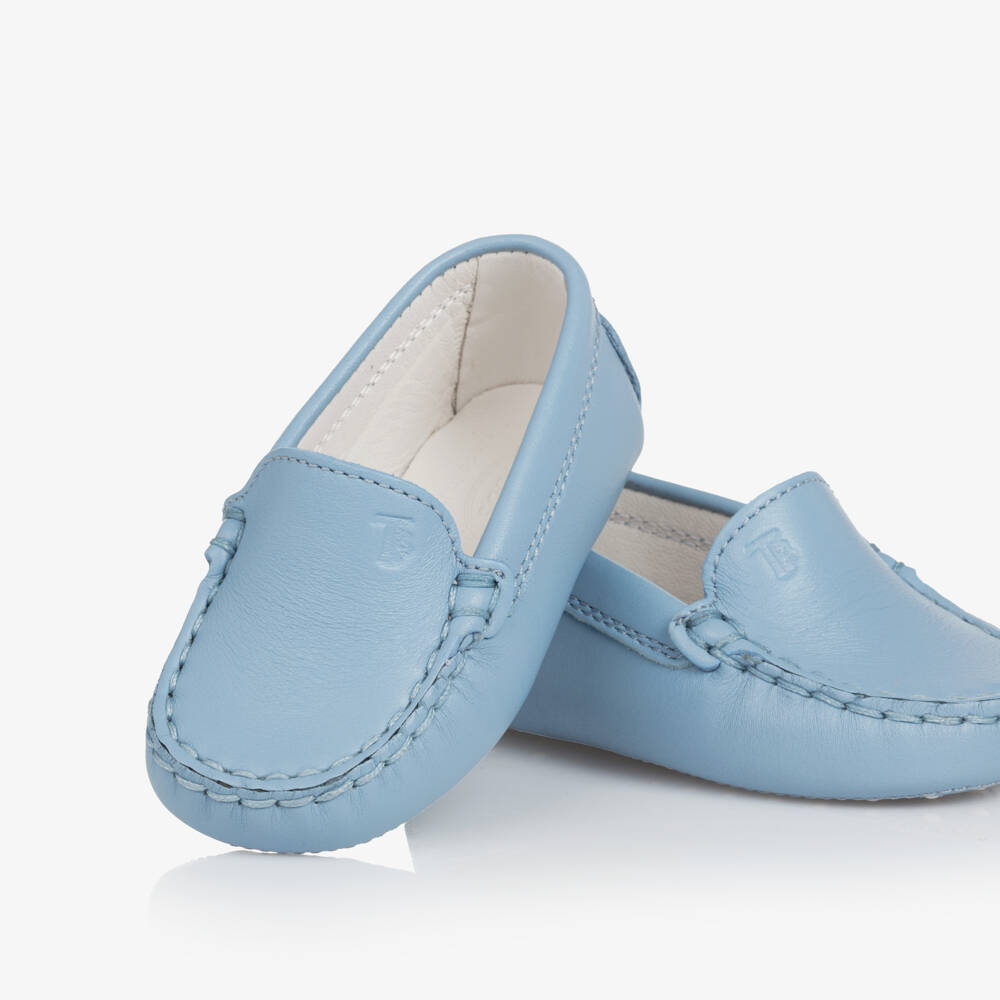 Tod's-Boys Azure Leather Moccasin Pre-Walkers | Childrensalon Outlet