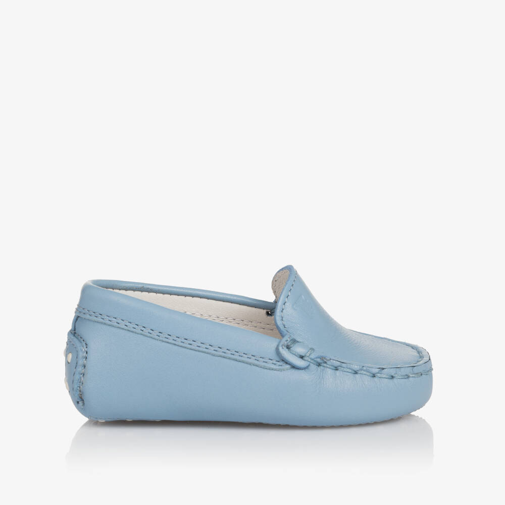 Tod's-Boys Azure Leather Moccasin Pre-Walkers | Childrensalon Outlet