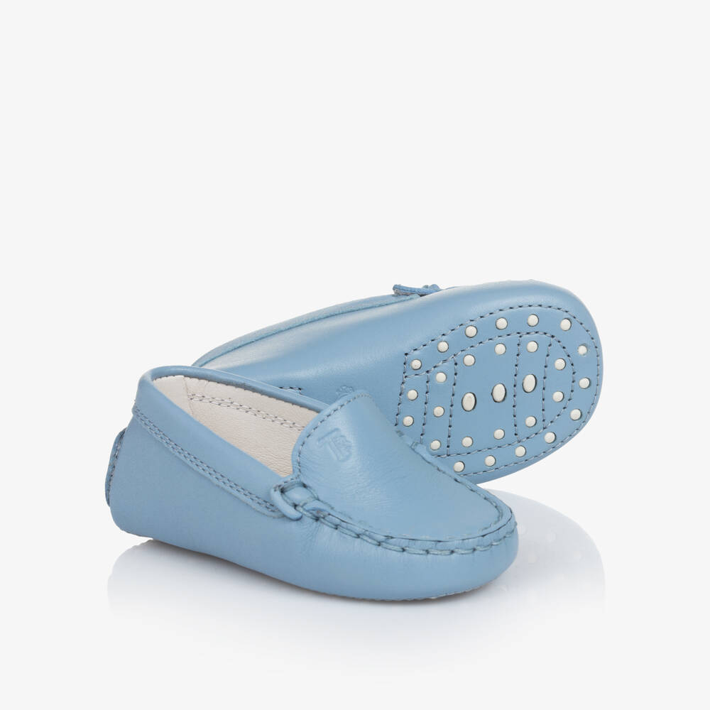 Tod's-Boys Azure Leather Moccasin Pre-Walkers | Childrensalon Outlet