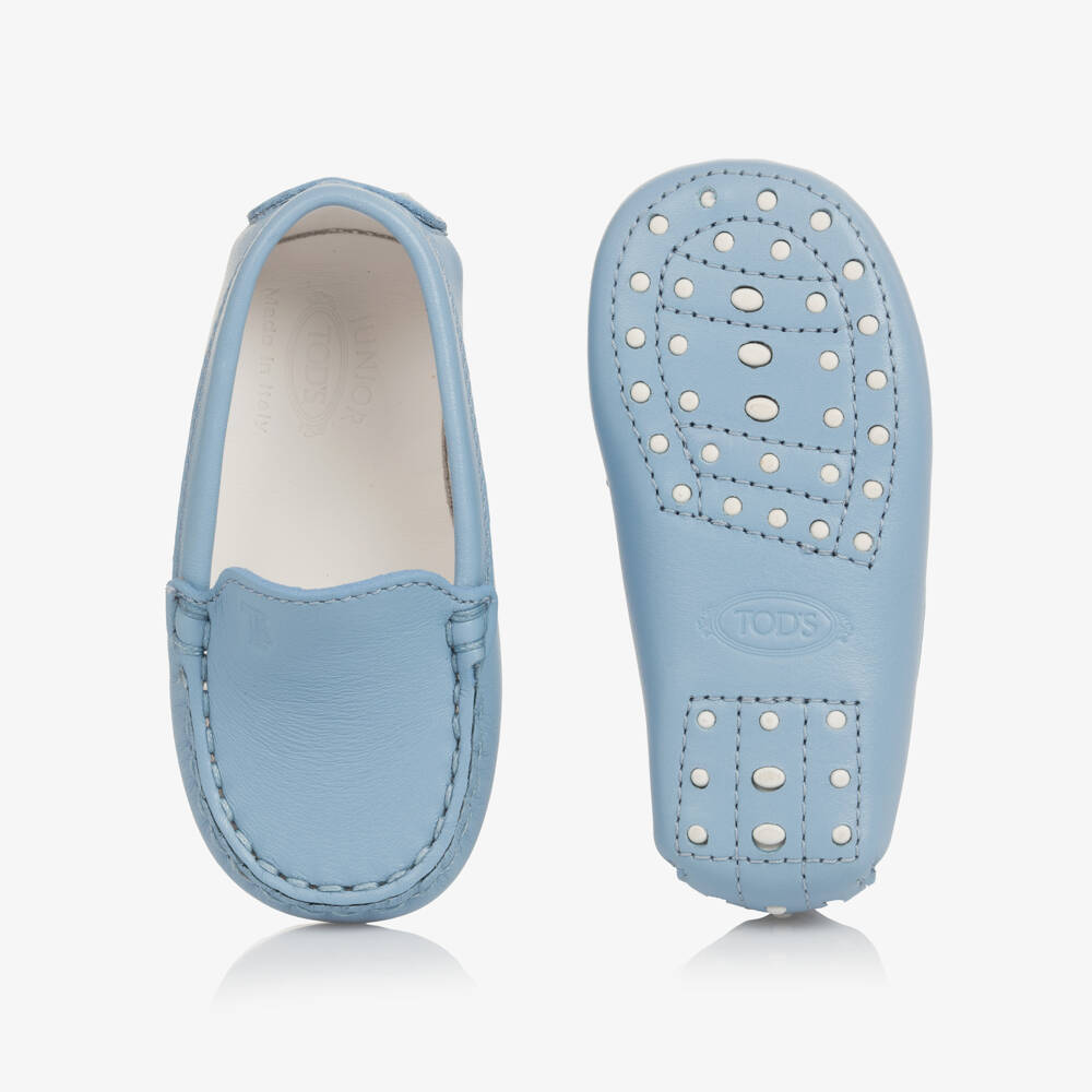 Tod's-Boys Azure Leather Moccasin Pre-Walkers | Childrensalon Outlet