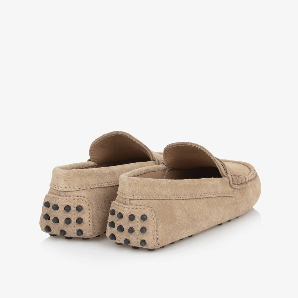 Tod's-Boys Beige Suede Slip-On Loafers | Childrensalon Outlet