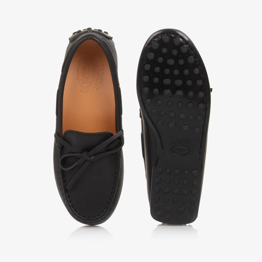 Tod's-حذاء لوفر جلد أسود للأولاد مع فيونكة | Childrensalon Outlet
