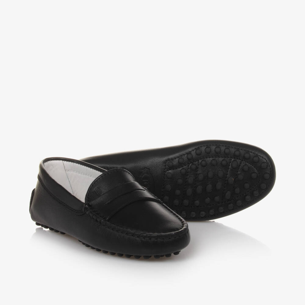 Tod's-حذاء موكاسين جلد لون أسود | Childrensalon Outlet
