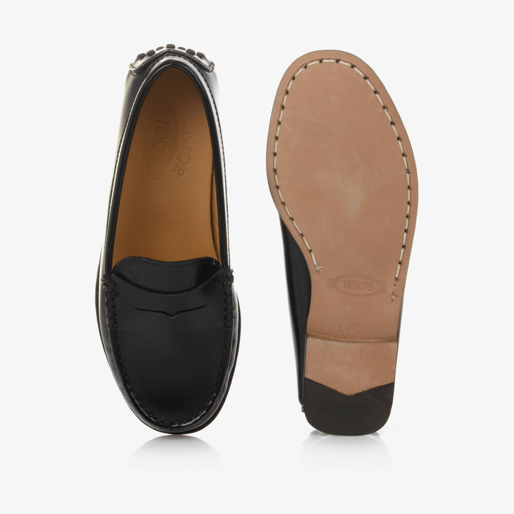 Tod's-Boys Black Patent Moccasins | Childrensalon Outlet