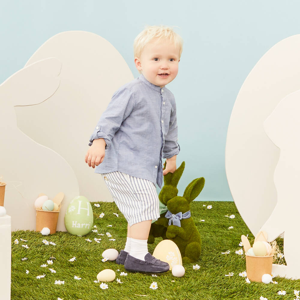 Tod's-Boys Blue Suede Leather Moccasins | Childrensalon Outlet