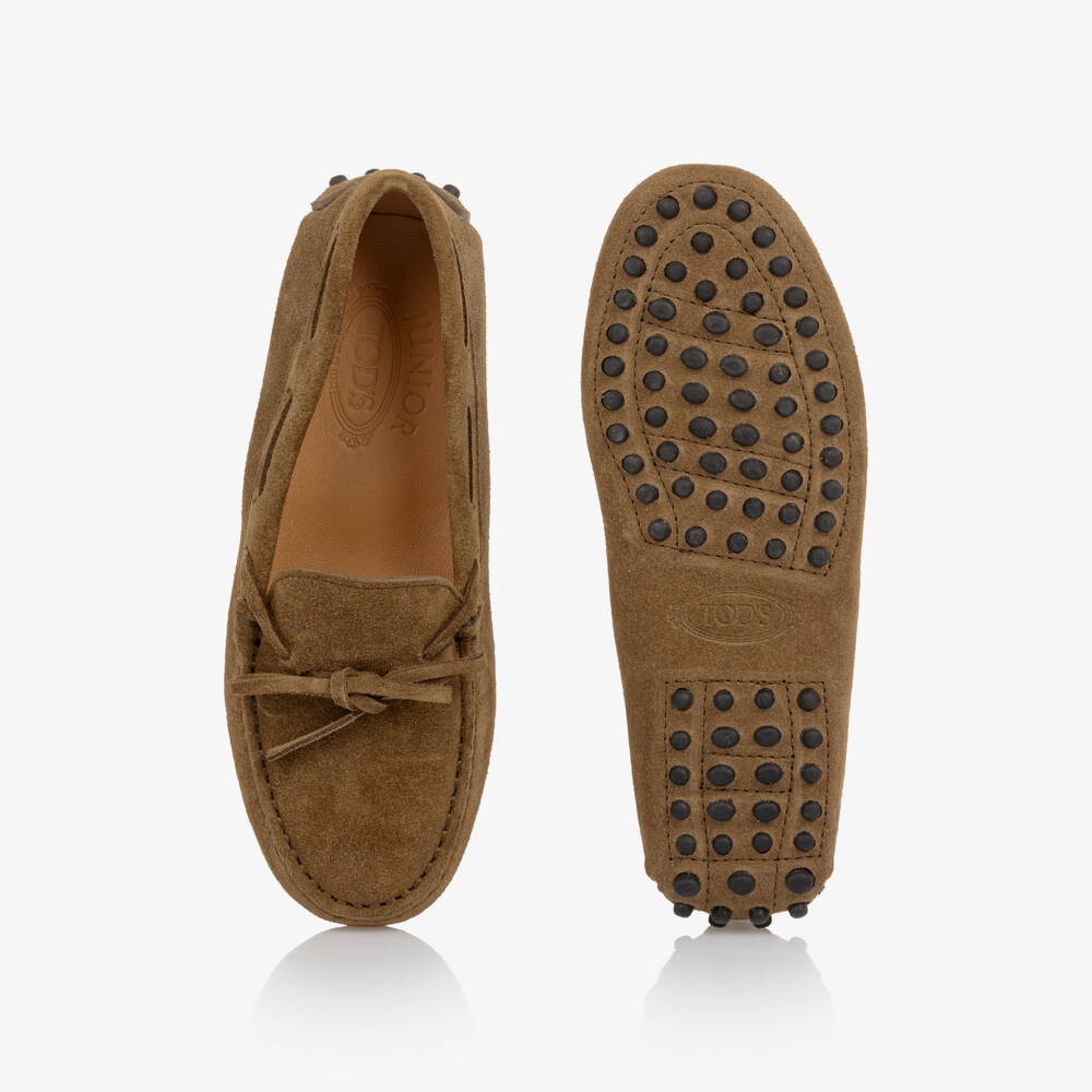 Tod's-Boys Brown Suede Leather Moccasins | Childrensalon Outlet