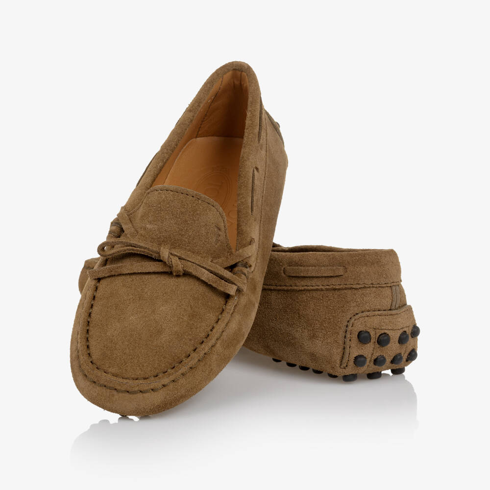 Tod's-Boys Brown Suede Leather Moccasins | Childrensalon Outlet