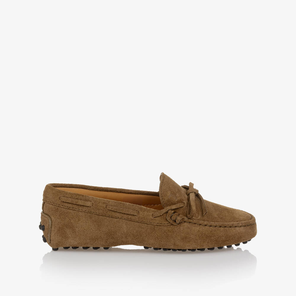 Tod's-Boys Brown Suede Leather Moccasins | Childrensalon Outlet