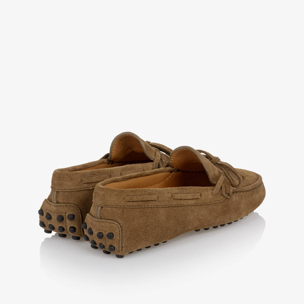 Tod's-Boys Brown Suede Leather Moccasins | Childrensalon Outlet