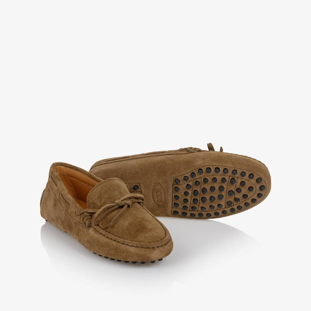 Tod's-Boys Brown Suede Leather Moccasins | Childrensalon Outlet