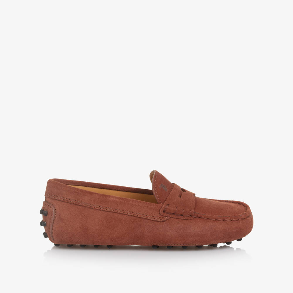 Tod's-Boys Chestnut Suede Loafers | Childrensalon Outlet