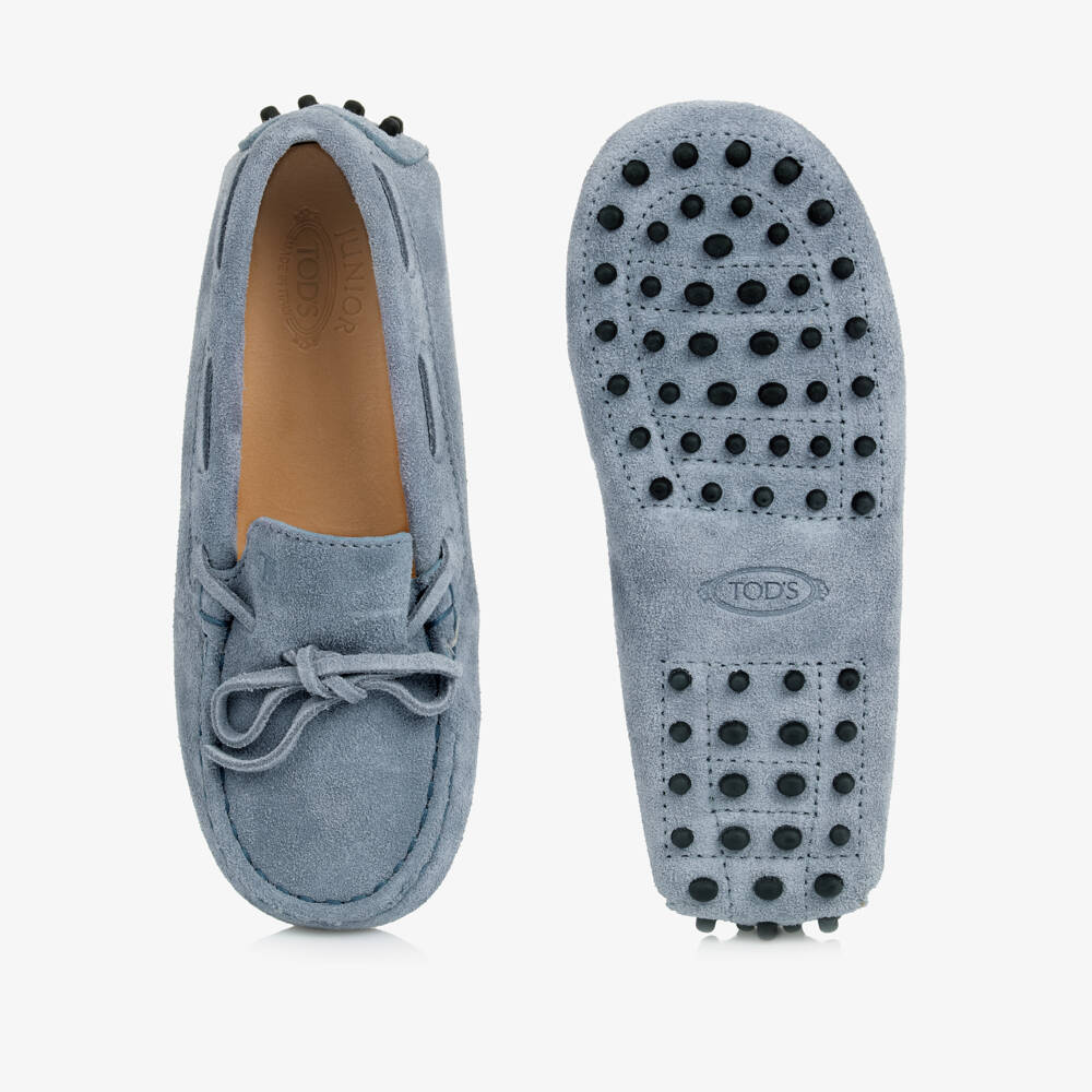 Tod's-Boys Elegant Blue Suede Moccasins | Childrensalon Outlet