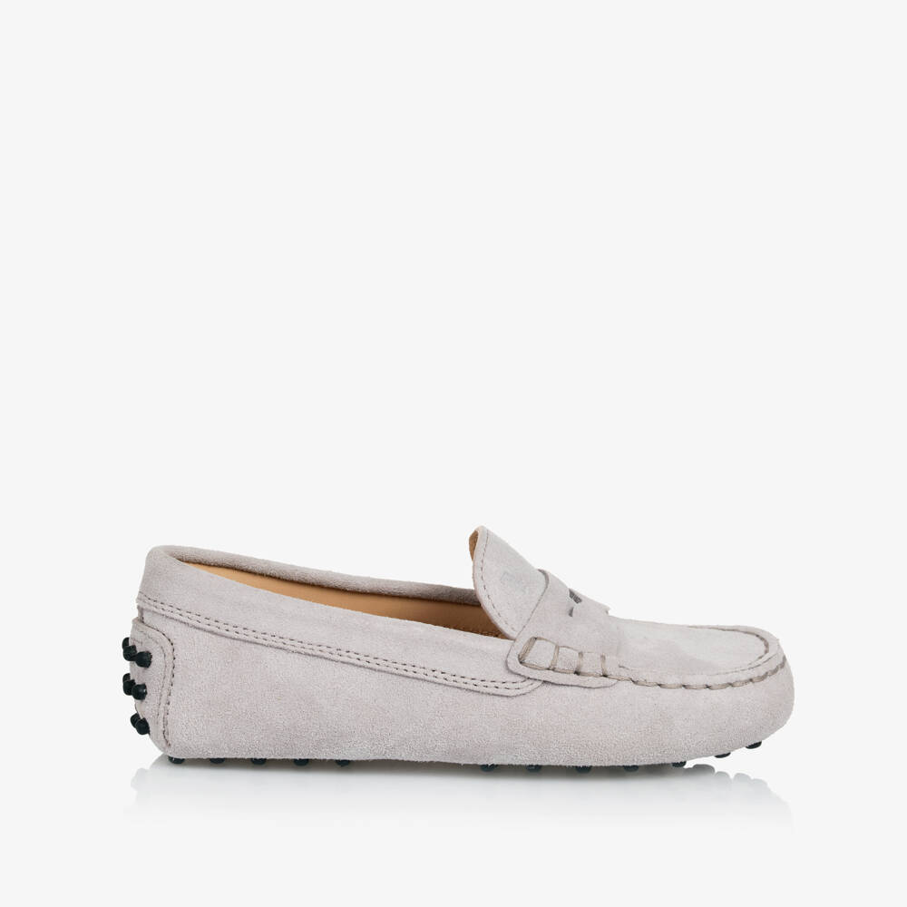 Tod's-Boys Grey Suede Loafer Elegance | Childrensalon Outlet