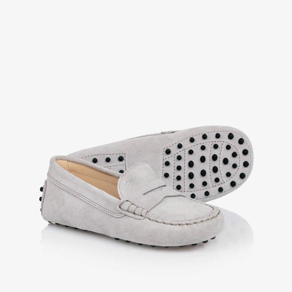 Tod's-Boys Grey Suede Loafer Elegance | Childrensalon Outlet