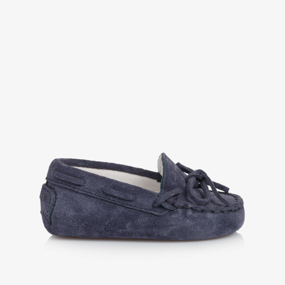 Tod's-Boys Leather Navy Baby Moccasins | Childrensalon Outlet