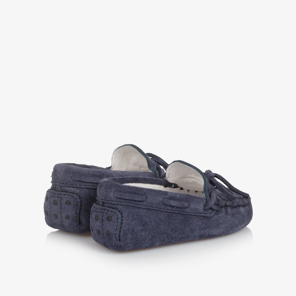Tod's-Boys Leather Navy Baby Moccasins | Childrensalon Outlet