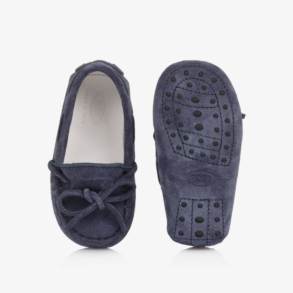 Tod's-Boys Leather Navy Baby Moccasins | Childrensalon Outlet