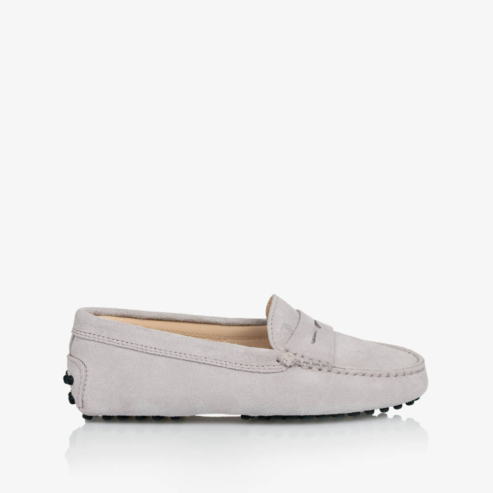 Tod's-Boys Luxe Grey Suede Loafers | Childrensalon Outlet