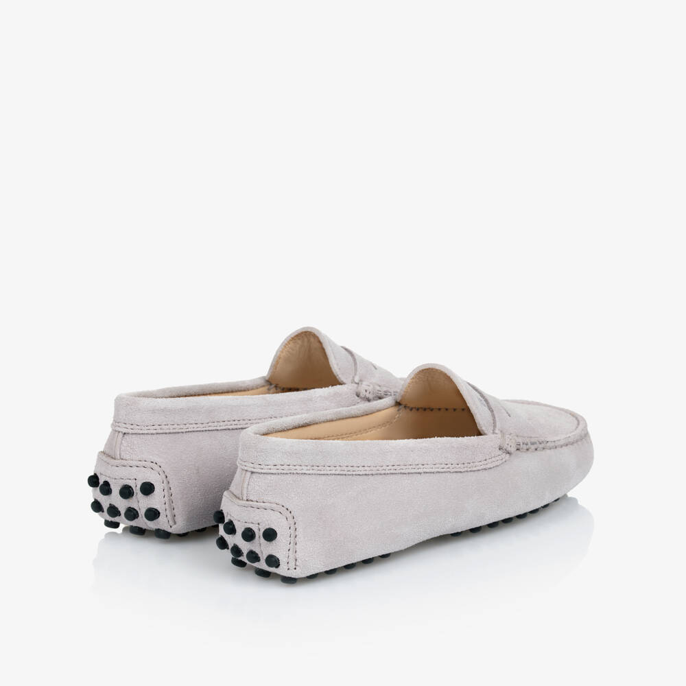 Tod's-Boys Luxe Grey Suede Loafers | Childrensalon Outlet