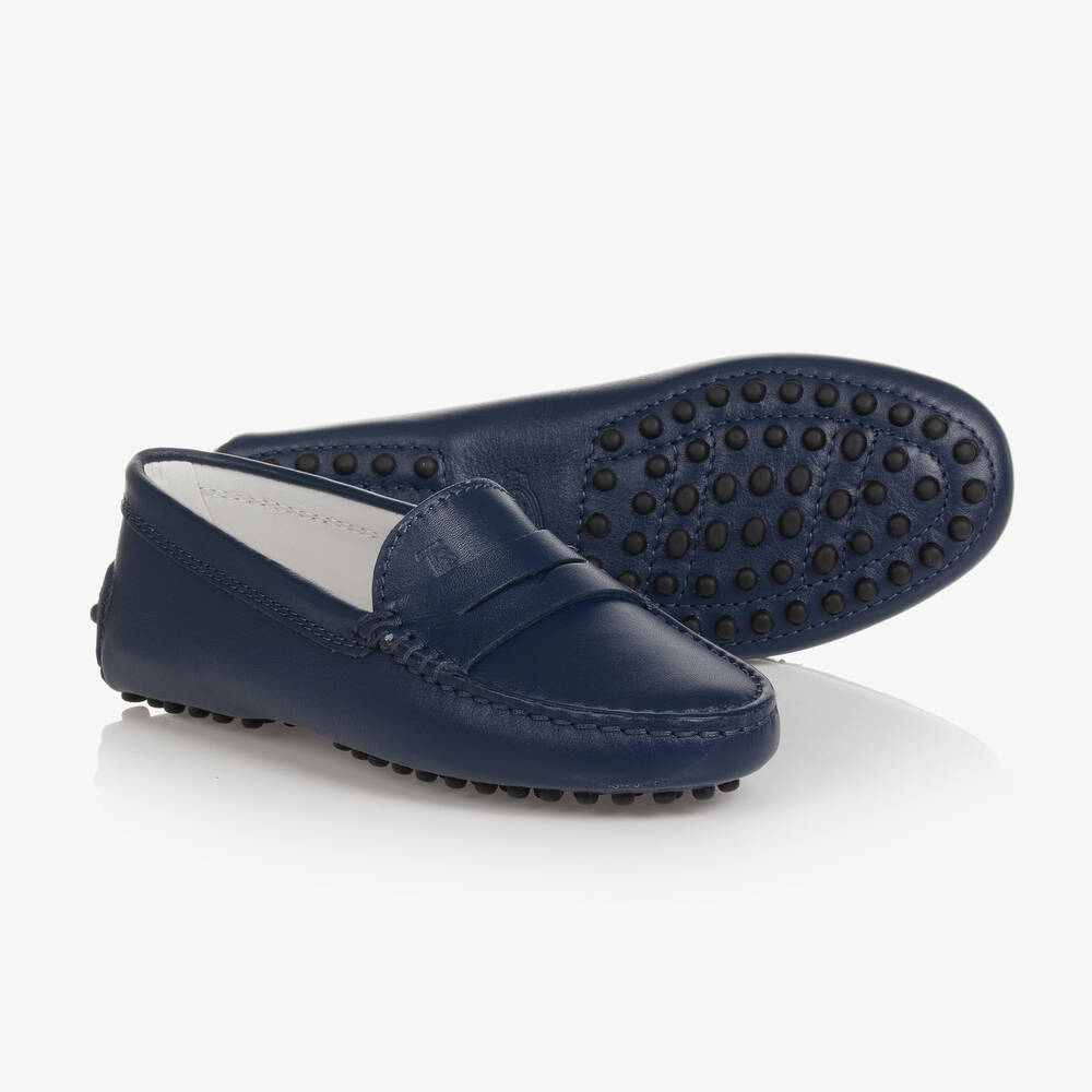 Tod's - Boys Navy Blue Moccasin Shoes | Childrensalon